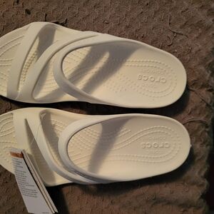 White Crocs Flip Flops